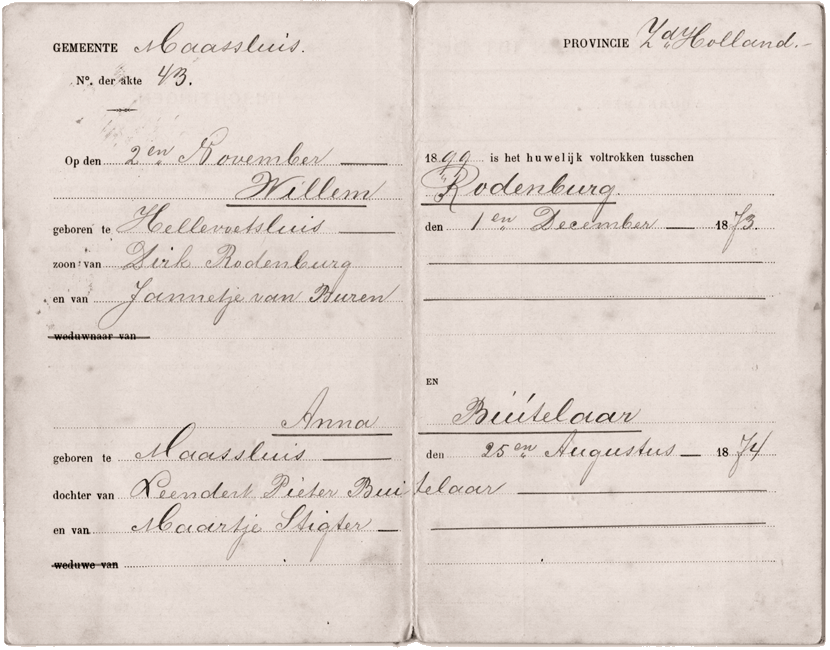 Trouwboekje van Willem en Anna